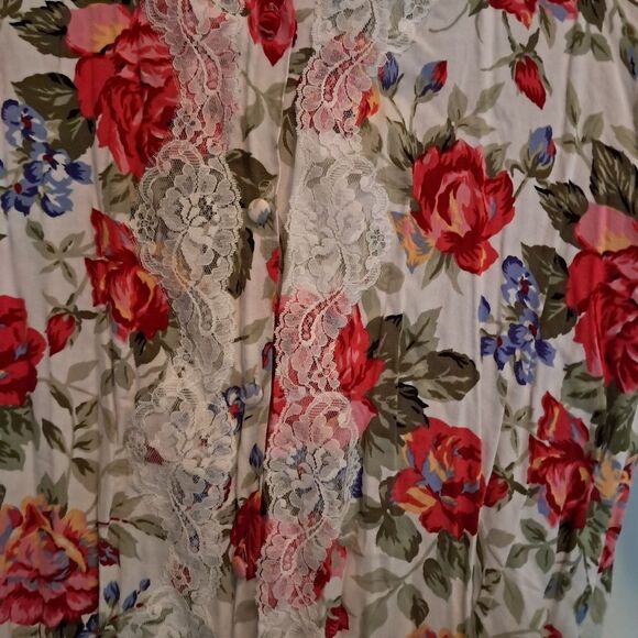 Vtg Y2K Victoria's Secret Gold Label Dress M/L Floral Lace Trim Cottage Softie - Picture 4 of 10